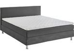 Boxbett "Edison", grau (dunkelgrau), B:160cm L:209cm, Bezug Bett: Cord (65% Polypropylen, 35% Polyester), ATLANTIC HOME COLLECTION, Komplettbetten, Boxbett, inkl. Bonnellfederkern-Matratze und Topper