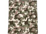 Wohndecke DONE. "Camouflage", grün (braun, grün, beige), B:150cm L:200cm, Baumwolle, Wohndecken, Wohndecke, Wohndecke mit einfassender Ziernaht, Kuscheldecke