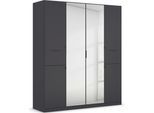 Drehtürenschrank RAUCH "Kleiderschrank Schrank Garderobe Wäscheschrank TICAO", grau (graumetallic), B:181cm H:210cm T:54cm, Holzwerkstoff, Schränke, Drehtürenschrank, mit 2 geräumigen Schubladen, viel Stauraum MADE IN GERMANY