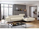 Ecksofa W.SCHILLIG "piedroo, Designsofa mit tollem Sitzkomfort, bequem, L-Form", grau (eisgrau z59), B:343cm H:70cm T:193cm, Longlife Xtra-Leder Z59: Glattleder mit modischer Prägung. Hautstärke 0, 9 - 1, 1 mm, Sofas, Ecksofa, Kopfteilverstellung, wahlweise mit Sitztiefenverstellung, Breite 343cm