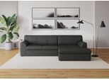 Ecksofa DOMO COLLECTION "Topper, elegant und zeitlos, kompaktes Stellmaß 245/155cm, L-Form", grau (dunkelgrau), B:245cm T:155cm, Sofas, Ecksofa, mit Recamiere, wahlweise mit Schlaffunktion