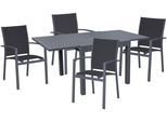 Garten-Essgruppe GARDEN PLEASURE "ELENA", grau (anthrazit, anthrazit, anthrazit), B:180cm H:89cm T:190cm, Aluminium, Kunststoff, Sitzmöbel-Sets, Garten-Essgruppe, mit platzsparenden Stapelstühlen
