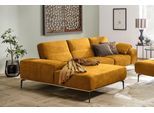 Ecksofa W.SCHILLIG "run, Designsofa mit tollem Sitzkomfort, bequem, L-Form", gelb (brandy s37), B:299cm H:88cm T:178cm, Longlife Xtra-Leder Z73: Naturwalkleder der Luxusklasse aus den erlesensten Rohhäuten. Hautstärke 1, 1 – 1, 3 mm;ROHLEDER Jacquard-Flachgewebe Q2 W60 (63% Polyester, 37% Polyacryl);ROHLEDER Chenille-Flachgewebe Q2 W77 (68% Polyacryl, 32% Polyester);Stoff S37 (100% Polyester), Sof