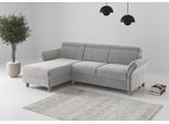 Ecksofa HOME AFFAIRE "Glendale, L-Form", hellgrau, B:253cm H:84cm T:166cm, 100% Polyester, Sofas, Ecksofa, inkl. Kopfteilverstellung, wahlweise mit Vorziehsitz und Bettkasten