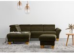 Ecksofa HOME AFFAIRE "Lindgren L-Form", grün (khaki), B:249cm H:84cm T:217cm, 100% Polyester, Sofas, Ecksofa, wahlweise mit TV-Funktion, Stauraum und Kopfteilverstellung