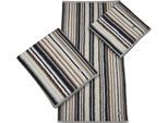Duschtuch ROSS "Multicolor", grau (anthrazit), B:70cm L:140cm, Frottier, Baumwolle, Handtücher, Duschtuch, mit Streifen und gesticktem ROSS-Emblem