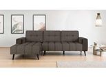 Ecksofa HOME AFFAIRE "SERINE mit Recamiere rechts/links bestellbar, Maße B/H/T 253/91/161 cm", braun, B:253cm H:91cm T:161cm, 100% Polyester, Sofas, Ecksofa, L-Form mit Wellenunterfederung, 3 Rückenkissen, ohne Bettfunktion