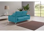 Schlafsofa EGOITALIANO "Francine Designsofa, Loungesofa mit Dauerschlaffunktion, Breite 233 cm", blau (türkis), B:233cm H:100cm T:106cm, Leder »BULL« (echtes Rindsleder). Geschliffenes, pigmentiertes und behandeltes Rindsleder mit einer Dicke von 1, 3-1, 5 mm. Dieses Leder zeigt eine ziemlich weiche Hand mit einem halb undurchsichtigen Aussehen. Es handelt sich um ein geschütztes Leder. Eine leich