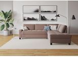 Ecksofa DOMO COLLECTION "Florentina zeitlos und elegant, Sitznähte als Designelement, L-Form", grau (taupe), B:243cm H:84cm T:209cm, Struktur fein (100% Polyester);Luxus-Microfaser (100% Polyester);Luxus-Microfaser in Chenille-Optik (100% Polyester);Microvelour (100% Polyester);Webstoff (100% Polyester), Sofas, Ecksofa, wahlweise mit Bettfunktion, mit Kontrastnaht, Komfortsitzhöhe 47cm