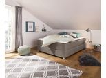 Boxbett HOME AFFAIRE "Alexis", braun (hellbraun), B:160cm L:220cm, Struktur fein (100% Polyester), Komplettbetten, Boxbett, ohne Kopfteil - ideal für Räume mit Dachschrägen; in 4 Breiten