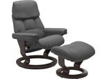 Relaxsessel STRESSLESS "Ruby", grau (grau batick), B:88cm H:99cm T:77cm, Leder BATICK: BATICK ist ein leicht korrigiertes, durchgefärbtes und genarbtes Möbelleder, bei dem die meisten Unebenheiten und Spuren in der Regel entfernt wurden.;Leder PALOMA: PALOMA ist ein durchgefärbtes Semianilin-Möbelleder mit natürlicher Narbung., Sessel, Relaxsessel, mit Classic Base, Größe L, Gestell Eiche, Wenge,