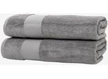 Duschtücher WOLKENFELD "Premium Low-Twist Baumwolle 550 g/m² – 2 große Duschtücher", grau (hellgrau), B:70cm L:140cm, Frottier, Baumwolle, Handtücher, Duschtücher, 70×140 cm – weich, saugfähig und ideal für Bad & Wellness