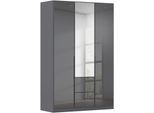 Drehtürenschrank OTTO HOME "Kleiderschrank Kleiderschränke Schrank Garderobe AGORDO mit Glasfront", grau (graumetallic, glas basalt), B:136cm H:229cm T:54cm, Holzwerkstoff, Schränke, Drehtürenschrank, mit Außenschubkästen, in 7 Breiten und 2 Höhen MADE IN GERMANY