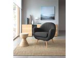Sessel TRENDMANUFAKTUR "Fuelta, Loungesessel, organische Formensprache, bequem, Solitärsessel", grau (graphite), B:83cm H:85cm T:80cm, 92% Polyester, 8% Nylon, Sessel, Sessel, mit auffälligem Nahtbild und schönen Füßen aus Holz