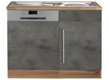 Spülenschrank KOCHSTATION "KS-Samos", grau (beton oxid, wotaneichefarben), B:110cm H:85cm T:60cm, Schränke, Spülenschrank, 110 cm breit, inkl. Tür/Sockel für Geschirrspüler
