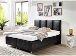 Boxspringbett, schwarz, B:154cm L:210cm, Bezug Unterbox und Kopfteil: Microfaservelours, 100% Polyester in Leder-Optik;Bezug Obermatratze: 100% Polyester, waschbar bis 60C, WESTFALIA SCHLAFKOMFORT, Komplettbetten, Boxspringbett