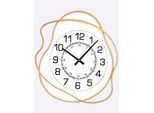 Wanduhr, beige (goldfarben, weiß), Wanduhren, B/H/T: 55cm x 61cm x 4cm, Wanduhr, B:55cm H:61cm T:4cm