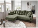 Ecksofa HOME AFFAIRE "Baggio Stellmaße 277/162 cm, modern & elegant, hoher Fuß", olive, B:277cm T:162cm, 100% Polyester, Sofas, Ecksofa, L-Form, schwarze Metallfüße