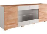 Sideboard OTTO HOME "Citra teilmassiv", grau (kernbuche und grau), B:200cm H:80cm T:40cm, Sideboards, Sideboard, Breite 200cm,moderne grifflose Optik mit push to open Funktion