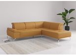 Ecksofa HOME AFFAIRE "Caluna", gelb (curry), B:274cm H:81cm T:235cm, Sofas, Ecksofa, Inkl.Sitztiefenverstellung, wahlweise mit Kopf- und Armteilverstellung