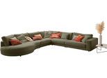 Ecksofa 3C CANDY "Enisa II, bequem und komfortabel, Mega Familiensofa, L-Form", grün (oliv), B:395cm H:86cm T:225cm, 100% Polyester, Sofas, Ecksofa, incl. 3 Flatterkissen, wahlweise mit Flecken-Schutz-Bezug Easy care