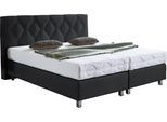 Boxspringbett "Phönix", schwarz, B:195cm L:210cm, Bezug Bett: Microvelours (100% Polyester) oder Feinstruktur (100% Polyester);Bezug Bonnell-Federkernmatratze: 100% Polyester;Bezug Kaltschaummatratze: 100% Polyester;Bezug Tonnentaschenfederkernmatratze: 80% Baumwolle, 20%Polyester, WESTFALIA SCHLAFKOMFORT, Komplettbetten, Boxspringbett