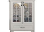 Vitrine OTTO HOME "Evergreen", beige (elfenbein), B:106cm H:127,7cm T:48,7cm, Schränke, Vitrine, UV lackiert, Tür mit Sicherheitsglas und Soft-Close-Funktion