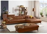 Ecksofa W.SCHILLIG "piedroo, Designsofa mit tollem Sitzkomfort, bequem und elegant, L-Form", braun (cognac z69), B:343cm H:70cm T:193cm, Longlife Xtra-Leder Z69: Das feinnarbige, gedeckte Softleder Z69 besticht durch seine außergewöhnliche Weichheit im trendigen »Vintage-Look«, Hautstärke 0, 9 - 1, 1 mm, Sofas, Ecksofa, Kopfteilverstellung, wahlweise mit Sitztiefenverstellung, Breite 343cm