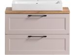 Waschtisch WELLTIME "Lana", braun (kaschmir, wotaneiche), B:80cm H:65,5cm T:47cm, Waschtische, Waschtisch, Badmöbel inkl. Waschbecken, 80 cm breit