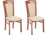 Esszimmerstuhl HOME AFFAIRE "FERDI Made in Italy, Massivholz", braun (kirsch, beige), B:48cm H:100cm T:57cm, 67% Polyacryl/ 33% Polyester, Stühle, Esszimmerstuhl, Bezug Feinstruktur (wasser- und fleckabweisend) oder Struktur