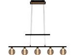 NÄVE LED Pendelleuchte "Brass", schwarz (schwarz, messingfarben), 5, H: 150cm, 1 Stk., Leuchten, 5flammig dimmbar höhenverstellbar Lichtfarbe warmweiß, LED Pendelleuchte