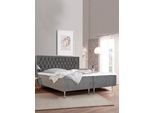 Boxspringbett HOME AFFAIRE "Exclusive", grau, B:141cm L:208cm, Samtoptik (100% Polyester), Komplettbetten, Boxspringbett, inkl. Topper, 3 Breiten, 3 Härtegrad-Ausführungen