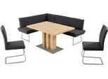 Essgruppe K+W KOMFORT & WOHNEN "Santos III", grau (anthrazit), B:158cm H:86cm T:205cm, Sitzmöbel-Sets, Essgruppe, gepolsterte Eckbank und Stühle, langer Schenkel rechts oder links