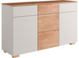 Sideboard OTTO HOME "Citra teilmassiv", grau (kernbuche und grau), B:135cm H:80cm T:40cm, Sideboards, Sideboard, Breite 135cm,moderne grifflose Optik mit push to open Funktion