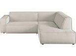 Ecksofa 3C CANDY "Matteo in elegant, kubischer Formensprache, bequem, L-Form", grau (light grau), B:254cm H:72cm T:224cm, 88% Polyester, 12% Polyacryl, Sofas, Ecksofa, mit auffälliger Kedernaht, Cord-Bezug, Lounge-Charakter