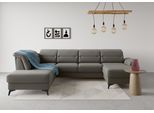 Wohnlandschaft SIT & MORE "Sinatra U-Form", braun (schlamm), B:326cm H:85cm T:220cm, 100% Polyester, Sofas, Wohnlandschaft, optional mit Kopfteilverstellung und Armteilfunktion, Metallfüße