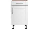 Unterschrank KOCHSTATION "KS-Ahus", braun (weiß matt, wildeiche nachbildung), B:50cm H:87cm T:58,4cm, Schränke, Unterschrank, Breite 50 cm