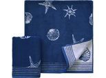 Handtücher DYCKHOFF "Seashell", blau (marine), B:50cm L:100cm, Walkfrottee, Obermaterial: 100% Baumwolle, Handtücher, Handtücher, mit Muschelmuster