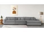 Sofa-Eckelement HOME AFFAIRE "Skara XXL L-Form", grau (hellgrau), B:400cm H:86cm T:190cm, 100% Polyester, Polsterelemente, Sofa-Eckelement, Lounge-Sofa XXL mit Federkern-Polsterung, in vielen Bezugsvarianten