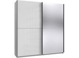 Kleiderschrank WIMEX "Mugano, B/T/H 135 oder 180/65/198cm, Made in Germany", schwarz (front hg lack weiß, spiegel, korpus weiß, griffe schwarz), B:180cm H:198cm T:65cm, Holzwerkstoff, Schränke, Kleiderschrank, 2 Schwebetüren mit oder ohne Spiegel, Metallgriffe