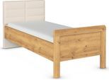Bett RAUCH "Bett Einzelbett Stollenbett EVELYN", braun (asteiche), B:99cm H:100cm L:214cm, Betten, Bett, in Komforthöhe mit Polsterkopfteil in elegantem Stil MADE IN GERMANY