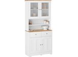 Buffet HOME AFFAIRE "Kate", weiß (weiß, eiche), B:88cm H:182cm T:38cm, Holzwerkstoff, MDF, Schränke, Buffet, Breite 88 cm, mit Glastüren und Holztüren, Metallgriffen, Höhe 182 cm
