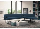 Eckbank EXXPO - SOFA FASHION "Americano", blau (denim), B:249cm H:83cm T:157cm, Sitzbänke, Eckbank, mit Keder und Metallfüßen, Bezug in verschiedenen Qualitäten