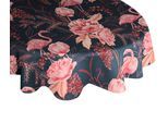 Tischdecke ADAM "Eden" Gr. 1, bunt (dunkelblau, pink), Ø:145cm, Bio-Baumwolle, Tischdecken, Tischdecke, aus 100% Bio-Baumwolle