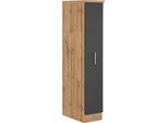 Apothekerschrank KOCHSTATION "KS-Colmar", grau (anthrazit), B:30cm H:165cm T:60cm, Holzwerkstoff, Schränke, Apothekerschrank, 30 cm breit, 165 cm hoch, mit 3 Ablagen, mit Metallgriff