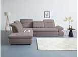 Ecksofa COTTA "Holiday L-Form mit Sitztiefen-, Armteil- und Kopfteilverstellung", grau (elephant), B:310cm H:86cm T:265cm, 100% Polyester, Sofas, Ecksofa, wahlweise mit Bettfunktion & Bettkasten