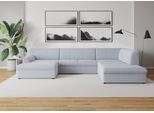 Wohnlandschaft DOMO COLLECTION "Topper, elegant & zeitlos, Breite 320cm, komfortabel, U-Form", blau (pastellblau), B:320cm H:78cm T:213cm, Sofas, Wohnlandschaft, wahlweise mit Bettfunktion