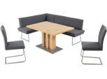 Essgruppe K+W KOMFORT & WOHNEN "Santos III", grau, B:158cm H:86cm T:205cm, Sitzmöbel-Sets, Essgruppe, gepolsterte Eckbank und Stühle, langer Schenkel rechts oder links
