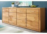 Sideboard OTTO HOME "Trondheim,200 cm breit,42 cm tief, Fronten Holzmassiv, Metallgriffe", braun (eiche teilmassiv), B:200cm H:80cm T:42cm, Holz teilmassiv, Sideboards, Sideboard, Korpus aus Holzwerkstoff,4 Türen, 4 Schubladen, insgesamt 8 Fächer