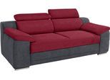 3-Sitzer SIT & MORE "Xenia", rot (dunkelgrau, bordeaux), B:200cm H:94cm T:96cm, Struktur (100% Polyester);Kunstleder SOFTLUX;Flachgewebe (100% Polyester), Sofas, 3-Sitzer